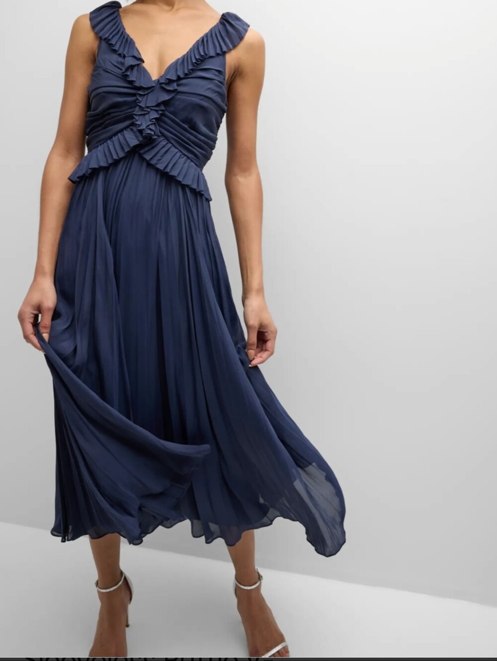 Cinq A Sept Calloway Ruffled Midi Dress Size 16 - Picture 1 of 15